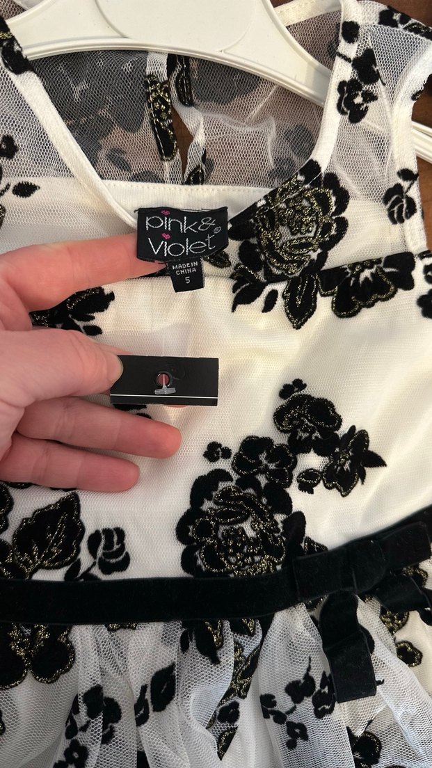 Dantelli Siyah Beyaz Kız Elbisesi - Görsel 5