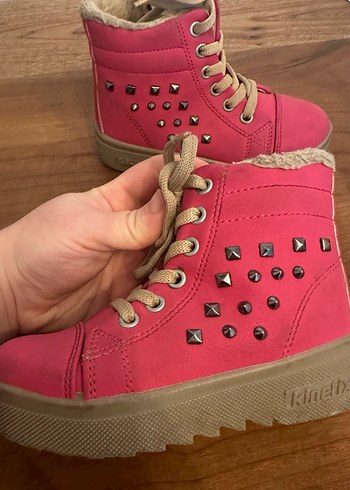 27 numara Kızlar İçin pembe Süet Punk Tarzı Botlar - Görsel 2