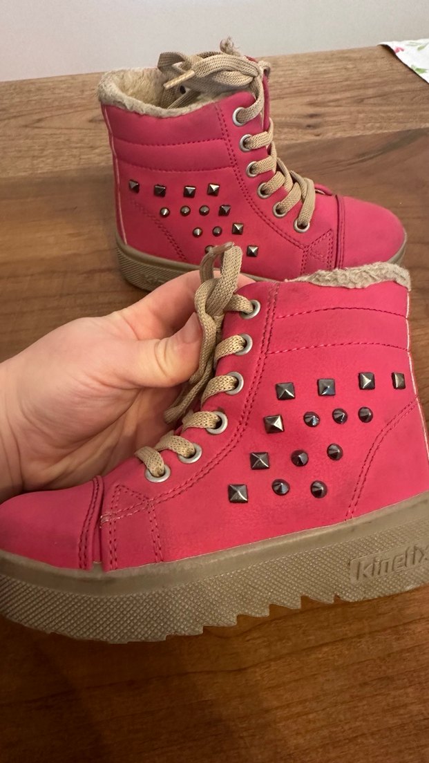 27 numara Kızlar İçin pembe Süet Punk Tarzı Botlar - Görsel 2