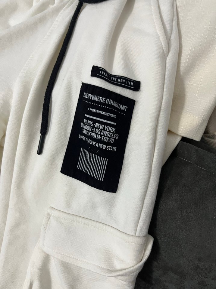 Beyaz Baskılı Kadın Spor Pantolonu - Görsel 4