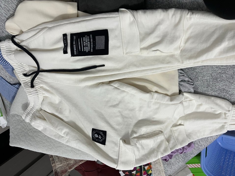 Beyaz Baskılı Kadın Spor Pantolonu - Görsel 2