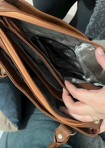 Kahverengi Deri Tokalı Kadın Çanta - Görsel 4