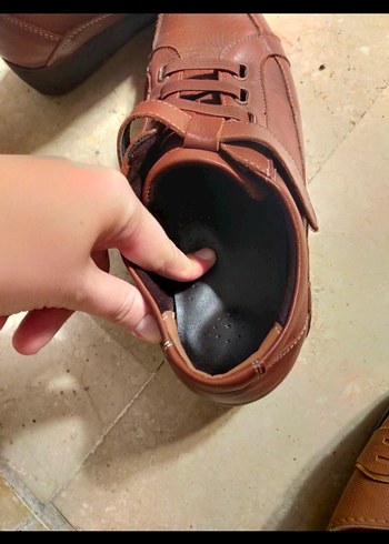 Kahverengi Deri kadın ortopedik Klasik Ayakkabı - Görsel 3