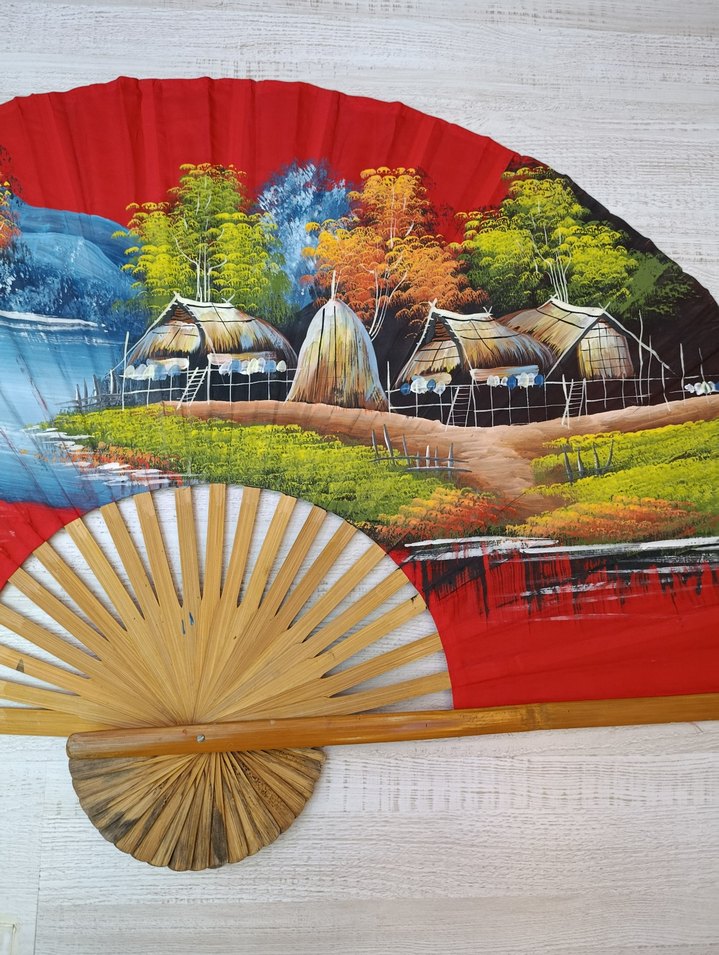 Ahşap Saplı Dekoratif Yelpaze Duvar Süsü - Görsel 4