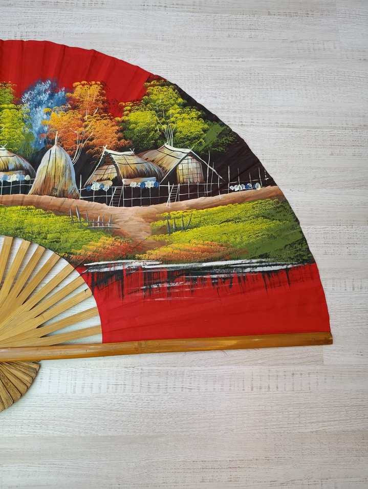 Ahşap Saplı Dekoratif Yelpaze Duvar Süsü - Görsel 5