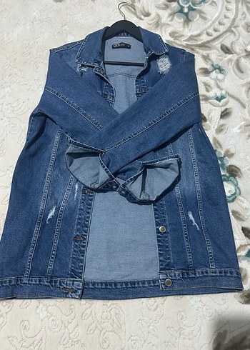m Beden mavi Renk Kadın Mavi Baskılı Denim Ceket
