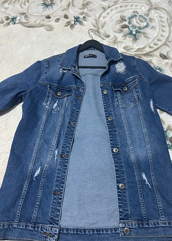 Dilvin Kadın Mavi Baskılı Denim Ceket