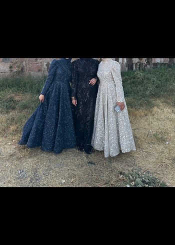 Uzun Kollu Siyah Gotik Drape Desenli Abiye Elbise