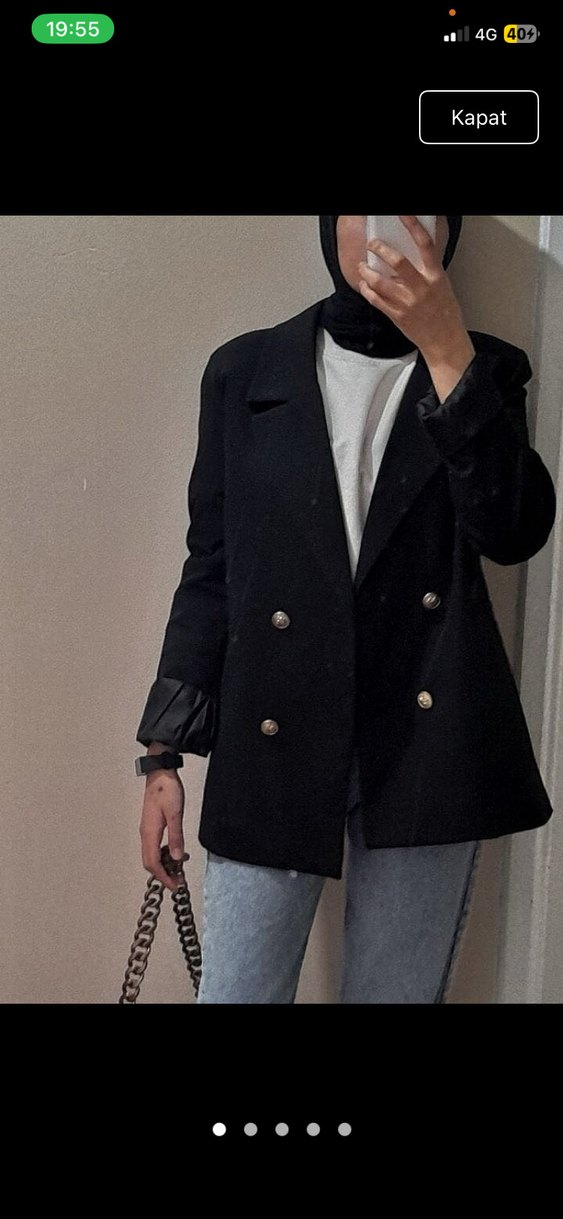 Siyah Düğmeli Kadın Blazer Ceket - Görsel 3