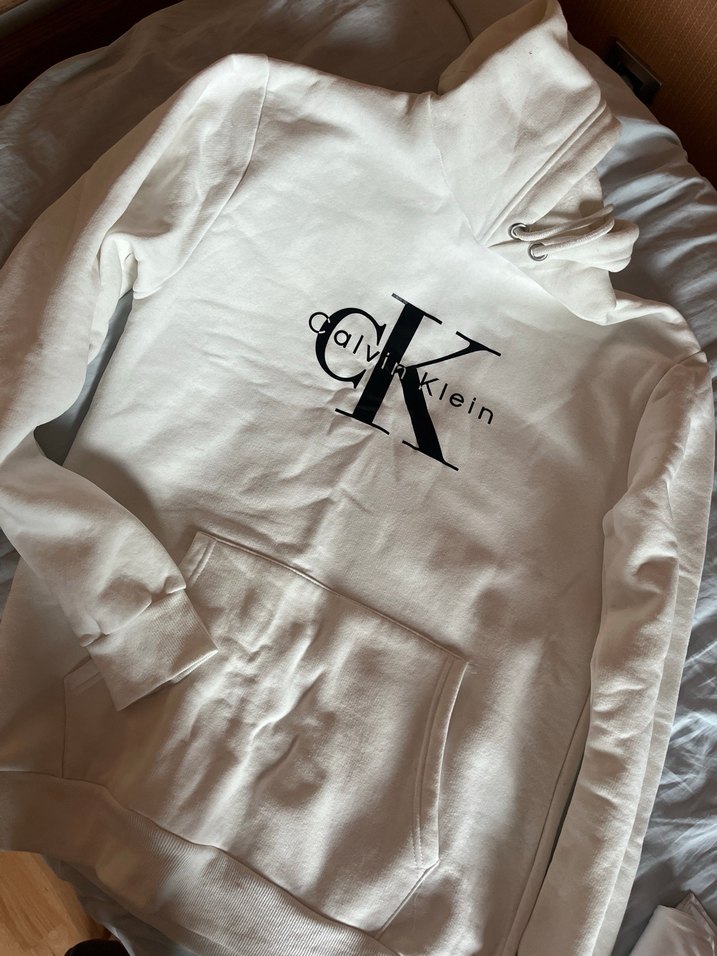 Calvin Klein Beyaz Pamuklu Kapüşonlu Sweatshirt - Görsel 2