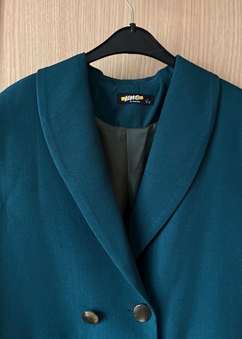 Düğmeli Mavi Kadın Blazer Ceket - Görsel 3