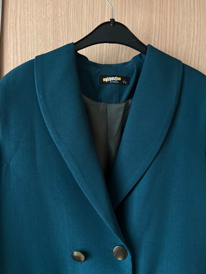 Düğmeli Mavi Kadın Blazer Ceket - Görsel 3