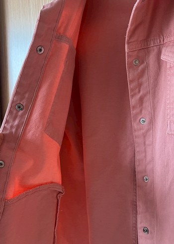 Pembe Düğmeli Kadın Denim Ceket - Görsel 4
