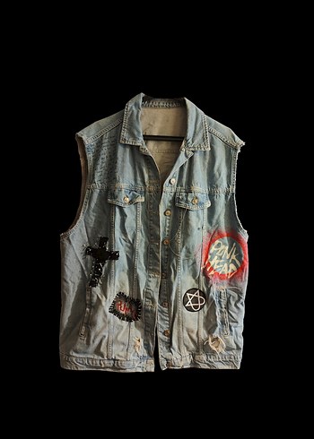 Tasarım Kot Yelek Rock Punk