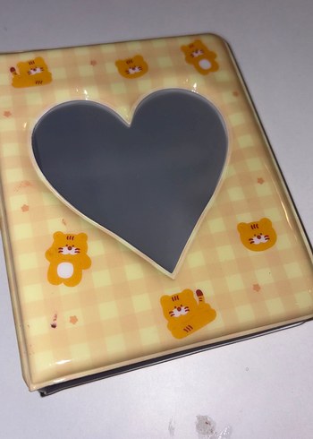 Sarı Pastel Desenli Kalp Ayna Defter binder
