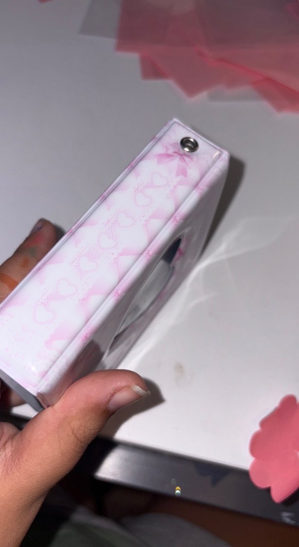 Pembe Kalp Detaylı Pastel Defter binder - Görsel 3