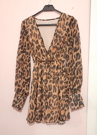 Leopar desen elbise