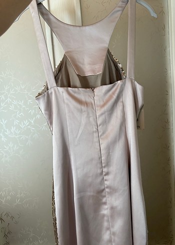 Arkası ve boyun bölgesi saten etiketli Payetli Abiye Elbise - Görsel 4