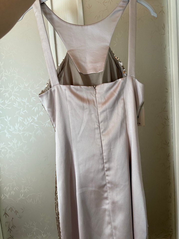 Arkası ve boyun bölgesi saten etiketli Payetli Abiye Elbise - Görsel 4