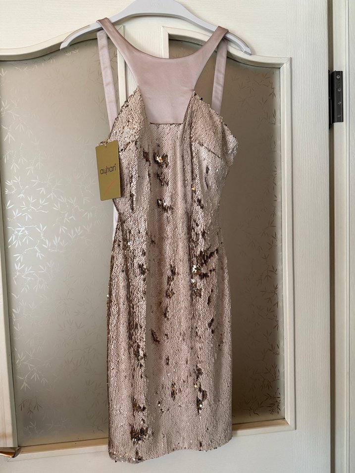 Arkası ve boyun bölgesi saten etiketli Payetli Abiye Elbise - Görsel 2