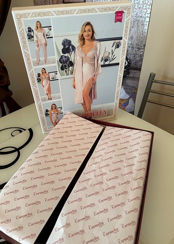 6 Parça Siyah Saten Kadın Gecelik Takımı - Görsel 4