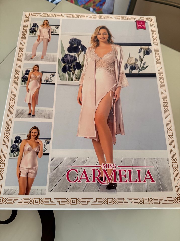 6 Parça Siyah Saten Kadın Gecelik Takımı - Görsel 2