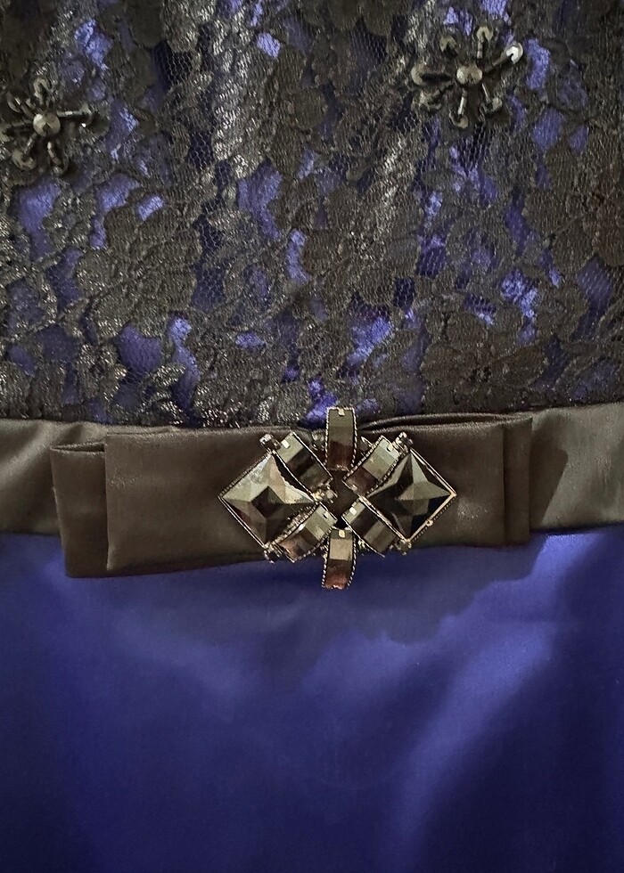 Lacivert Dantelli Elbise - Görsel 2