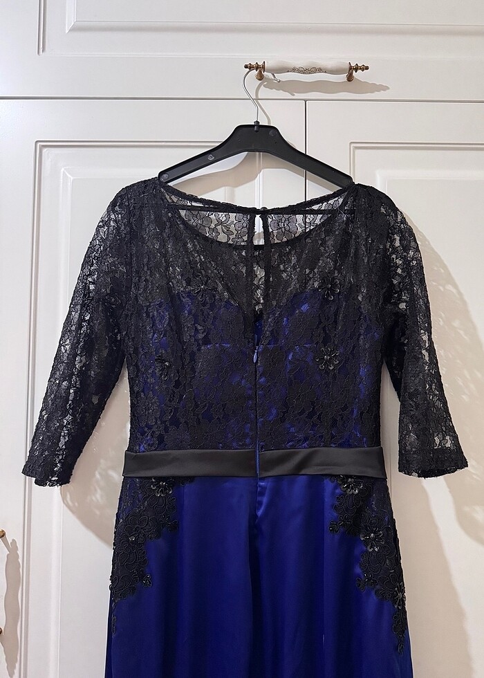 Lacivert Dantelli Elbise - Görsel 4