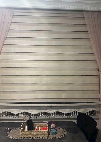 Bej Gri Modern Düz Tül Perde - Görsel 5