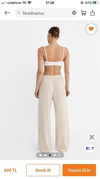 l Beden Stradivarius keten karışımlı bol kesim pantolon