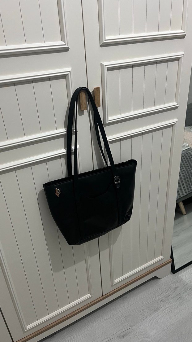 Siyah Deri Kadın Omuz Çantası - Görsel 2