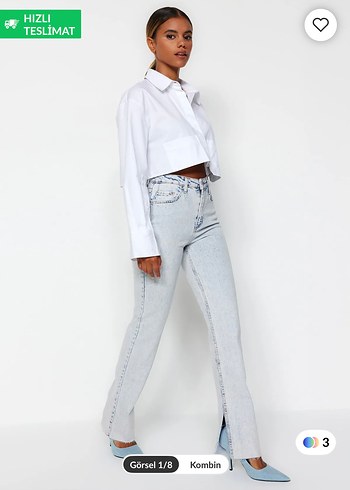 Beyaz Regular Fit Midi Denim Kadın Jean