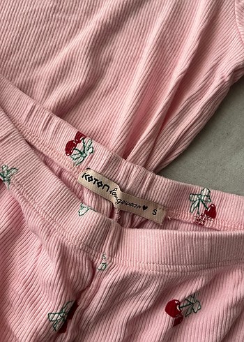 Pembe Nakışlı Kısa Kollu Kadın Pijama Takımı - Görsel 3