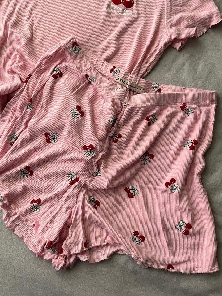Pembe Nakışlı Kısa Kollu Kadın Pijama Takımı - Görsel 2