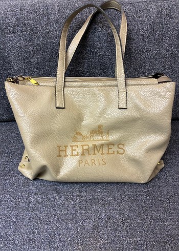 Beden Bej Deri Fermuarlı Hermes Paris Çanta