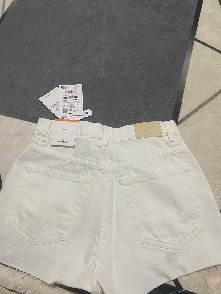 P&B Beyaz Mini Denim Şort - Görsel 4