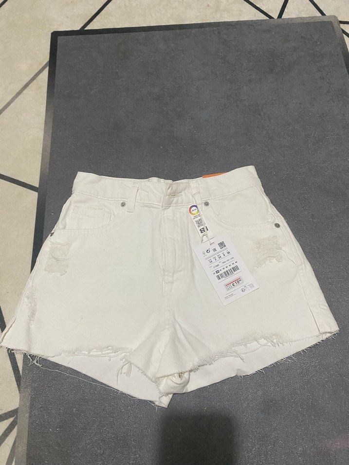 P&B Beyaz Mini Denim Şort - Görsel 3