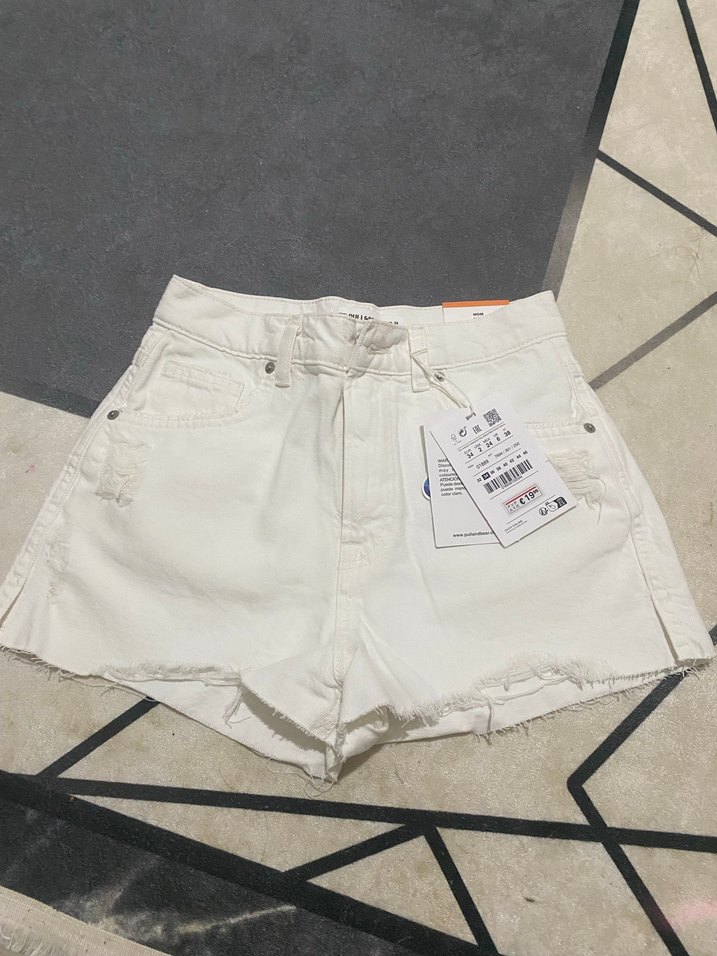 P&B Beyaz Mini Denim Şort - Görsel 5