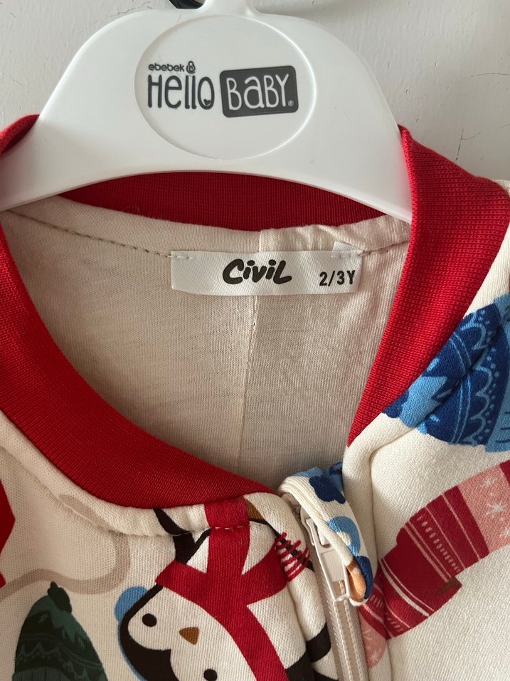 Renkli Baskılı Bebek Tulum, Uzun Kollu, Örgü Detaylı - Görsel 2