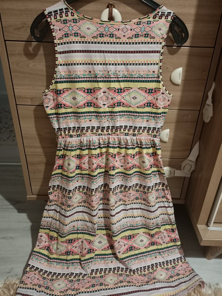 Bohem Çok Renkli Midi Elbise - Görsel 2