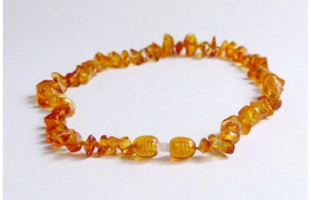 Bal Rengi Orijinal Kehribar Bebek Kolye - Görsel 2