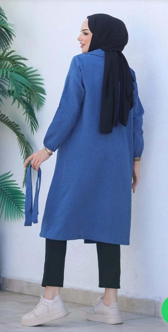 Alçin Kruvaze Yaka Kemerli Tesettür Hırka - Görsel 2