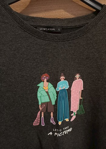 Gri Baskılı Kadın Sweatshirt - Görsel 5