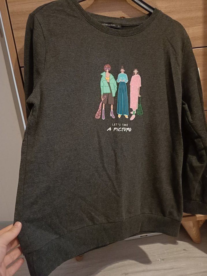 Gri Baskılı Kadın Sweatshirt - Görsel 4