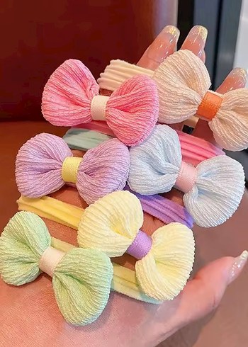 Beden Pastel Renkli Fiyonk Detaylı Çocuk Saç Bantları
