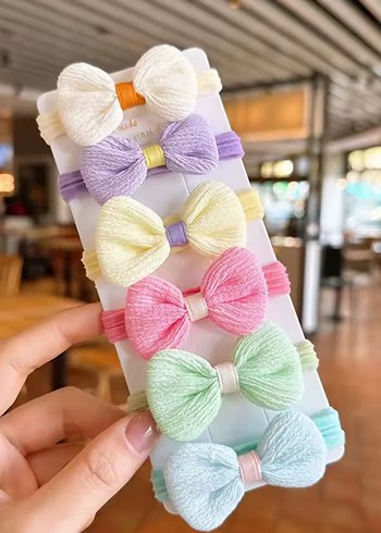Pastel Renkli Fiyonk Detaylı Çocuk Saç Bantları