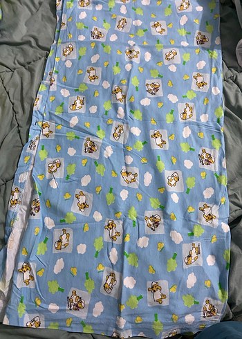 Desenli Çocuk Uyku Seti Gri Bebek Yorgan Beşik Koruna Kılıfı - Görsel 3