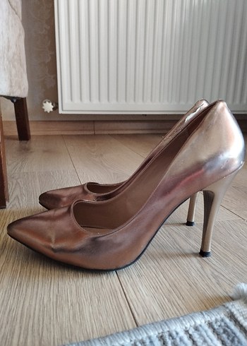 Bronz Metalik İnce Topuk Stiletto - Görsel 5