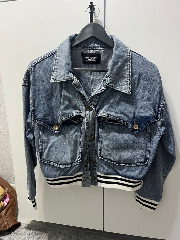 Gri Mavi Düğmeli Kadın Denim Ceket - Görsel 3