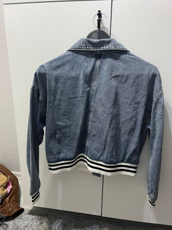 Gri Mavi Düğmeli Kadın Denim Ceket - Görsel 2